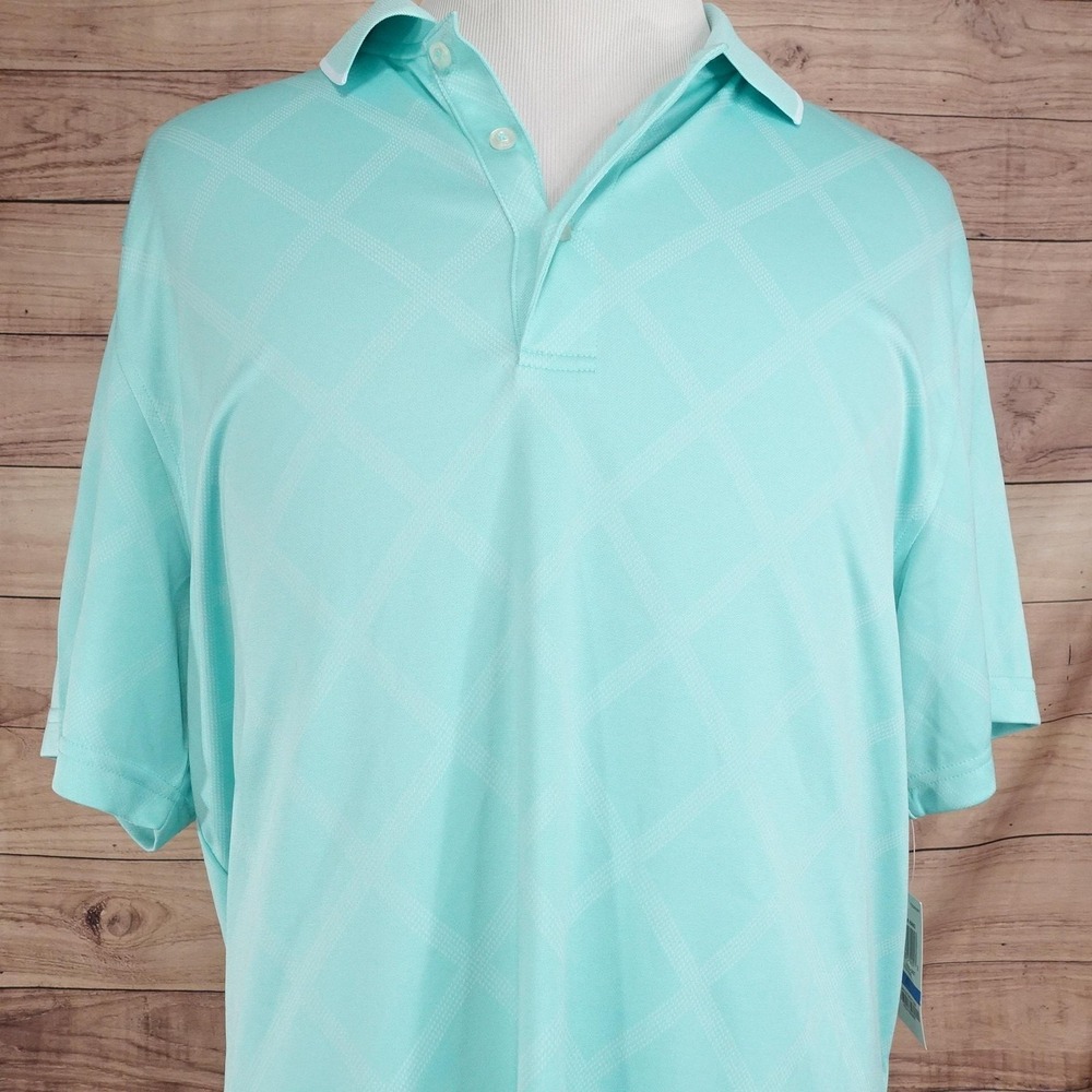 New! Greg Norman For Tasso Elba Polo Shirt Mens XL Blue PlayDry Moisture Wicking